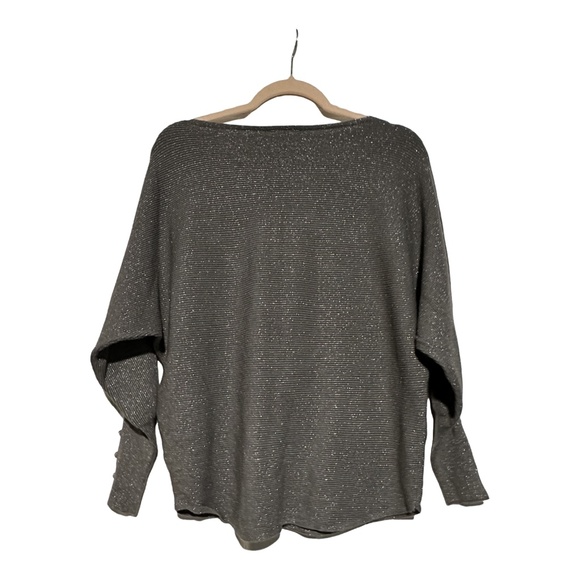 Vila Milano Metallic Ribbed Sweater Silver Sparkle Sweater, Large - Picture 2 of 5